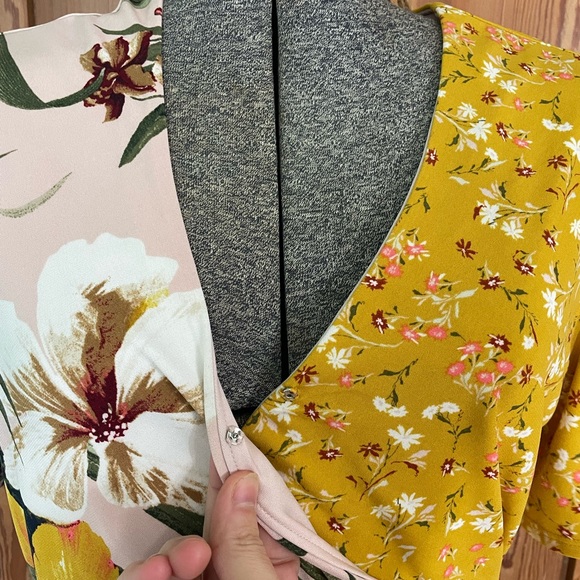 Leopard Print Floral Patchwork Midi Crossover Tie Dress - Size Medium - Picture 4 of 11